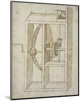 Mill powered by crank-Francesco di Giorgio Martini-Mounted Art Print