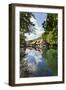 Mill Reflecting in Blautopf Spring, Blaubeuren, Swabian Alb, Baden Wurttemberg, Germany, Europe-Markus Lange-Framed Premium Photographic Print