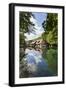 Mill Reflecting in Blautopf Spring, Blaubeuren, Swabian Alb, Baden Wurttemberg, Germany, Europe-Markus Lange-Framed Premium Photographic Print