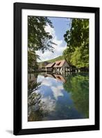 Mill Reflecting in Blautopf Spring, Blaubeuren, Swabian Alb, Baden Wurttemberg, Germany, Europe-Markus Lange-Framed Photographic Print