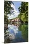 Mill Reflecting in Blautopf Spring, Blaubeuren, Swabian Alb, Baden Wurttemberg, Germany, Europe-Markus Lange-Mounted Photographic Print