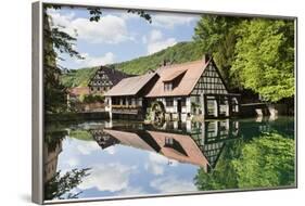 Mill Reflecting in Blautopf Spring, Blaubeuren, Swabian Alb, Baden Wurttemberg, Germany, Europe-Markus Lange-Framed Photographic Print