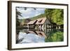 Mill Reflecting in Blautopf Spring, Blaubeuren, Swabian Alb, Baden Wurttemberg, Germany, Europe-Markus Lange-Framed Photographic Print