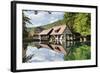 Mill Reflecting in Blautopf Spring, Blaubeuren, Swabian Alb, Baden Wurttemberg, Germany, Europe-Markus Lange-Framed Photographic Print