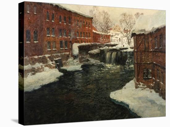 Mill Scene, C.1885-90-Fritz Thaulow-Stretched Canvas