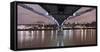 Millenium Bridge from Below, the Thames, at Night, London, England, Uk-Axel Schmies-Framed Stretched Canvas