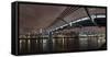 Millenium Bridge, Night Photography, City View with St. Paul's Cathedral, the Thames, London-Axel Schmies-Framed Stretched Canvas