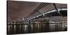 Millenium Bridge, Night Photography, City View with St. Paul's Cathedral, the Thames, London-Axel Schmies-Stretched Canvas