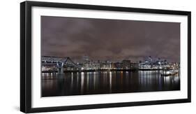 Millenium Bridge, Night Photography, Cityscape with St Paul's Cathedral, the Thames, London-Axel Schmies-Framed Photographic Print