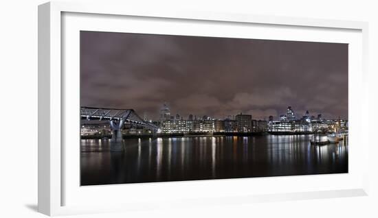 Millenium Bridge, Night Photography, Cityscape with St Paul's Cathedral, the Thames, London-Axel Schmies-Framed Photographic Print