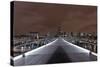 Millenium Bridge, Night Photography, St Paul's Cathedral, the Thames, London, England, Uk-Axel Schmies-Stretched Canvas