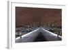 Millenium Bridge, Night Photography, St Paul's Cathedral, the Thames, London, England, Uk-Axel Schmies-Framed Photographic Print