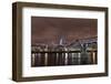 Millenium Bridge, Night Photography, St Paul's Cathedral, the Thames, London, England, Uk-Axel Schmies-Framed Photographic Print