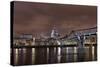 Millenium Bridge, Night Photography, St Paul's Cathedral, the Thames, London, England, Uk-Axel Schmies-Stretched Canvas