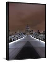 Millenium Bridge, Night Photography, St Paul's Cathedral, the Thames, London, England, Uk-Axel Schmies-Framed Photographic Print