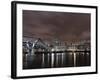 Millenium Bridge, Night Photography, St Paul's Cathedral, the Thames, London, England, Uk-Axel Schmies-Framed Photographic Print