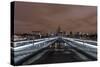 Millenium Bridge, Night Photography, St. Paul's Cathedral, the Thames, London-Axel Schmies-Stretched Canvas