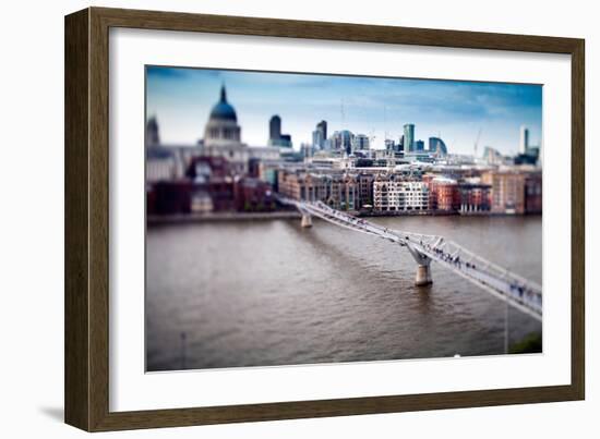 Millenium Bridge over the Thames and St Paul Cathedral on the Background, London-Felipe Rodriguez-Framed Photographic Print