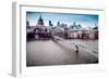 Millenium Bridge over the Thames and St Paul Cathedral on the Background, London-Felipe Rodriguez-Framed Photographic Print