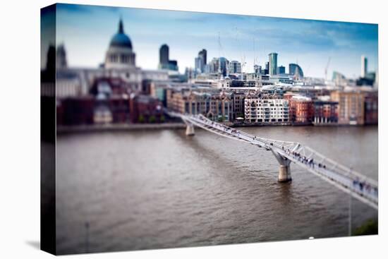Millenium Bridge over the Thames and St Paul Cathedral on the Background, London-Felipe Rodriguez-Stretched Canvas