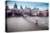 Millenium Bridge over the Thames and St Paul Cathedral on the Background, London-Felipe Rodriguez-Stretched Canvas