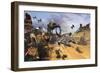 Millenium Falcon Flying Low in the Desert Fighting Off Tie Fighters-Stocktrek Images-Framed Premium Giclee Print