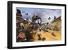 Millenium Falcon Flying Low in the Desert Fighting Off Tie Fighters-Stocktrek Images-Framed Premium Giclee Print