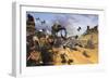 Millenium Falcon Flying Low in the Desert Fighting Off Tie Fighters-Stocktrek Images-Framed Premium Giclee Print