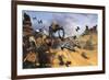 Millenium Falcon Flying Low in the Desert Fighting Off Tie Fighters-Stocktrek Images-Framed Art Print