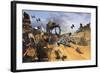 Millenium Falcon Flying Low in the Desert Fighting Off Tie Fighters-Stocktrek Images-Framed Art Print