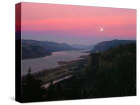 Millenium Moon over Crown Point, Portland Women's Forum State Park, Columbia River Gorge Nationa...-null-Stretched Canvas