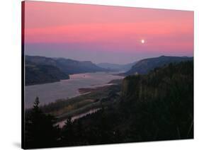 Millenium Moon over Crown Point, Portland Women's Forum State Park, Columbia River Gorge Nationa...-null-Stretched Canvas