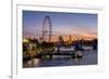 Millenium Wheel (London Eye) with Big Ben on the skyline beyond at sunset, London, England, United -Charles Bowman-Framed Photographic Print