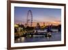 Millenium Wheel (London Eye) with Big Ben on the skyline beyond at sunset, London, England, United -Charles Bowman-Framed Photographic Print