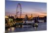 Millenium Wheel (London Eye) with Big Ben on the skyline beyond at sunset, London, England, United -Charles Bowman-Mounted Photographic Print