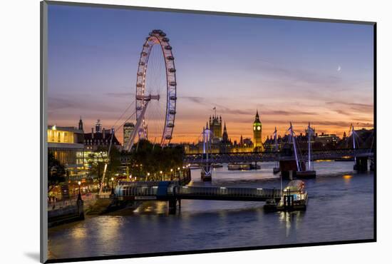 Millenium Wheel (London Eye) with Big Ben on the skyline beyond at sunset, London, England, United -Charles Bowman-Mounted Photographic Print