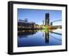 Millennium Bridge and Lowry Centre at Dawn, Salford Quays, Manchester, Greater Manchester, England-Chris Hepburn-Framed Photographic Print