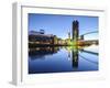 Millennium Bridge and Lowry Centre at Dawn, Salford Quays, Manchester, Greater Manchester, England-Chris Hepburn-Framed Photographic Print