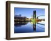 Millennium Bridge and Lowry Centre at Dawn, Salford Quays, Manchester, Greater Manchester, England-Chris Hepburn-Framed Photographic Print