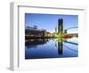 Millennium Bridge and Lowry Centre at Dawn, Salford Quays, Manchester, Greater Manchester, England-Chris Hepburn-Framed Photographic Print