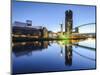 Millennium Bridge and Lowry Centre at Dawn, Salford Quays, Manchester, Greater Manchester, England-Chris Hepburn-Mounted Photographic Print