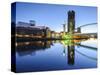 Millennium Bridge and Lowry Centre at Dawn, Salford Quays, Manchester, Greater Manchester, England-Chris Hepburn-Stretched Canvas