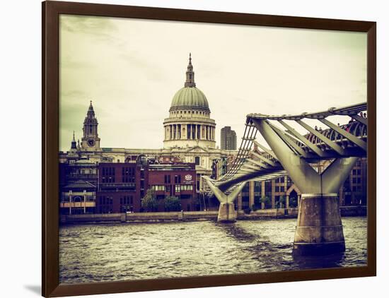 Millennium Bridge and St. Paul's Cathedral - City of London - UK - England - United Kingdom-Philippe Hugonnard-Framed Photographic Print