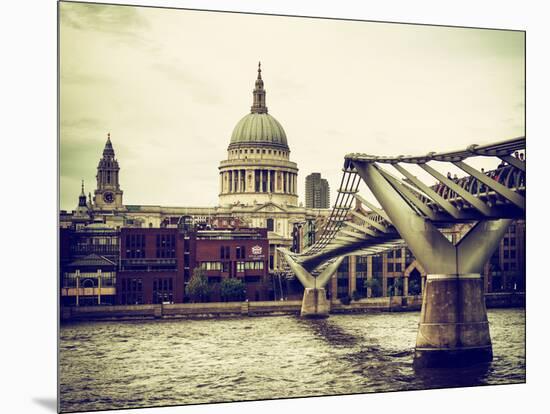 Millennium Bridge and St. Paul's Cathedral - City of London - UK - England - United Kingdom-Philippe Hugonnard-Mounted Photographic Print