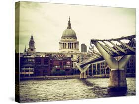 Millennium Bridge and St. Paul's Cathedral - City of London - UK - England - United Kingdom-Philippe Hugonnard-Stretched Canvas