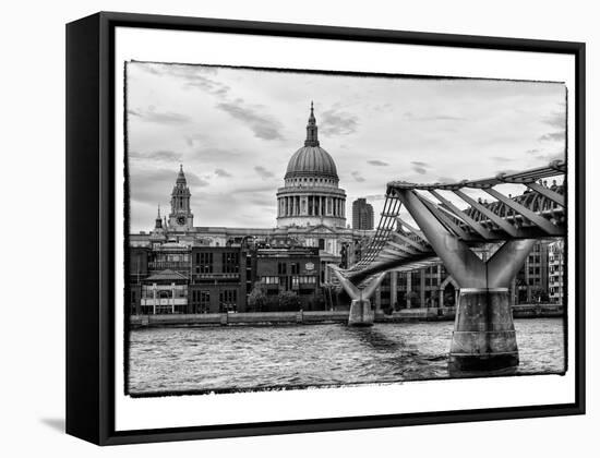 Millennium Bridge and St. Paul's Cathedral - City of London - UK - England - United Kingdom-Philippe Hugonnard-Framed Stretched Canvas