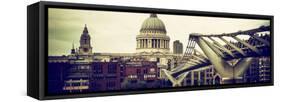 Millennium Bridge and St. Paul's Cathedral - City of London - UK - England - United Kingdom-Philippe Hugonnard-Framed Stretched Canvas