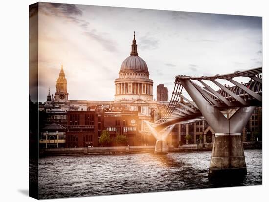 Millennium Bridge and St. Paul's Cathedral - City of London - UK - England - United Kingdom-Philippe Hugonnard-Stretched Canvas