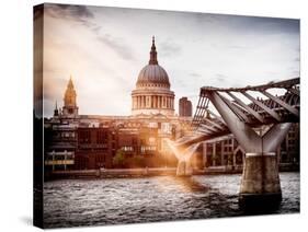 Millennium Bridge and St. Paul's Cathedral - City of London - UK - England - United Kingdom-Philippe Hugonnard-Stretched Canvas