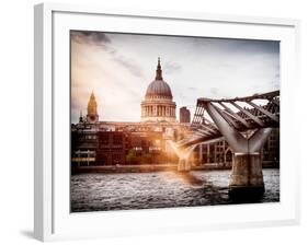 Millennium Bridge and St. Paul's Cathedral - City of London - UK - England - United Kingdom-Philippe Hugonnard-Framed Photographic Print